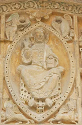Tympanon. Sankt-Peters-Kirche Carennac Frankreich