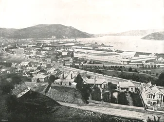 Blick von der Maitland Street, Dunedin, Neuseeland, 1895