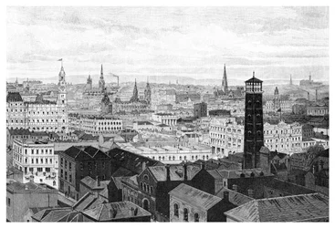 Blick von der Kuppel der Gerichtsgebäude, Melbourne, Victoria, Australien, 1886