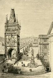 Blick auf Prag - Der Brückenturm, 1890