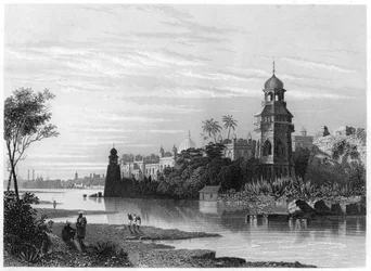 Blick auf Delhi vom Fluss aus mit dem Königspalast, ca. 1860