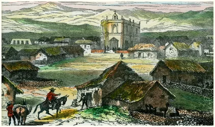 Ansicht von Tiahuanaco, nahe dem Titicacasee, Bolivien, um 1880