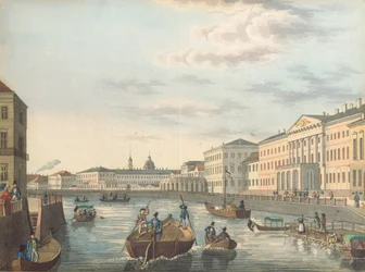 Blick auf den Fontanka-Fluss in Sankt Petersburg, 1820er Jahre