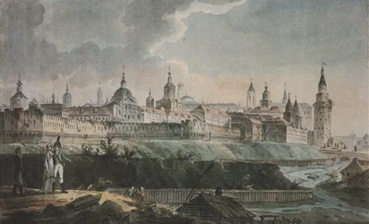 Blick auf Kitay-gorod von den Ruinen der Kanonenwäscherei, frühes 19. Jahrhundert