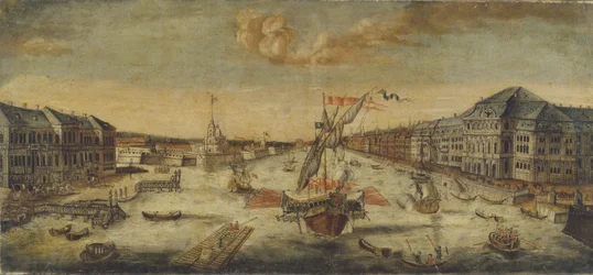 Blick auf die Ufer des Flusses Newa, 1753