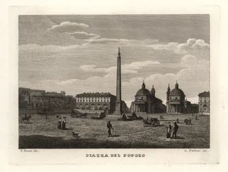Ansicht der Piazza del Popolo, Rom, mit antikem Obelisken aus Heliopolis, Ägypten
