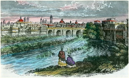 Ansicht der Stadt Lima, der Hauptstadt von Peru, vom Fluss Rimac