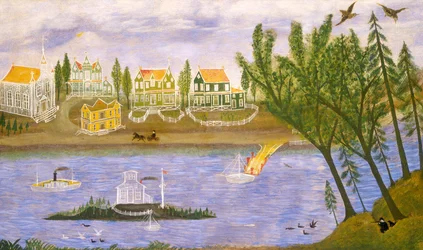 Dorf am Fluss, viertes Viertel des 19. Jahrhunderts