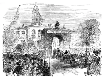 Besuch der Königin und Prinz Albert in der Linen Hall, Belfast, ca. 1850er, ca. 1888