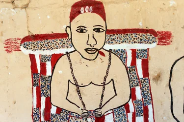 Voodoo-Wandmalerei an einem Kloster. Togoville, Togo