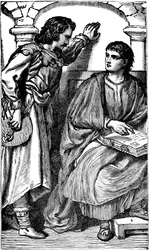 Waldenser Missionar Troubadour zeigt seine volkstümliche Bibel, ca. 1170