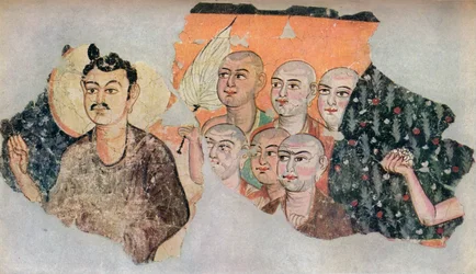 Wandmalerei aus einem zerstörten Schrein in Miran, ca. 300