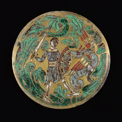 Krieger kämpft gegen einen Drachen, um 1170-1180
