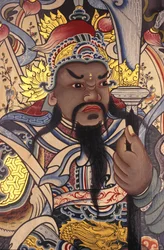 Wächter des Wat Pho Tempels auf Tür gemalt