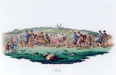 Hochzeitsprozession, Russland, 1820