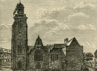 Westansicht der alten Kirche von St. Martins-in-the-Fields, abgerissen 1721, 1881
