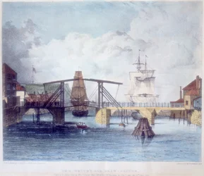 Whitby Hafen, Yorkshire, an der Mündung des Flusses Esk, ca. 1833