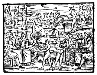 Hexen und Zauberer beim Sabbatmahl, 1608