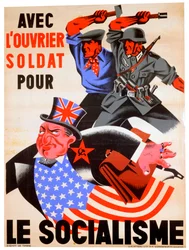 Mit dem Arbeiter und Soldaten für den Sozialismus, belgisches pro-nazistisches Propagandaposter, ca. 1941-1944