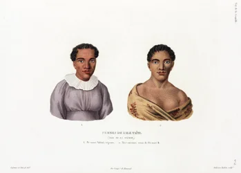 Frauen von Tahiti auf den Gesellschaftsinseln
