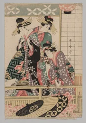 Yoshiwara-Frauen blicken im Frühling auf die Straße, 1753-1806
