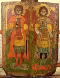 Erzengel Michael und Gabriel, byzantinische Ikone, frühe Periode, 10.-11. Jahrhundert