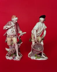 Chelsea-Figuren betrunkener Fischer nach Meissener Originalen, um 1755