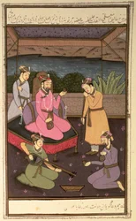 Kaiser Khurram (Shah Jahan) mit Begleitern, Mughal