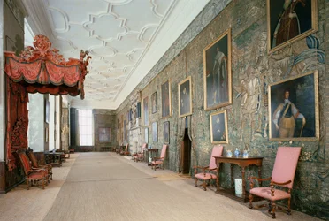 Hardwick Hall (1590-97), Innenansicht der Langen Galerie, Derbyshire, UK