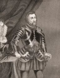Hernán Cortés de Monroy y Pizarro, aus Geschichte der Eroberung Mexikos, veröffentlicht 1850