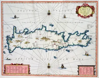 Karte der Insel Kreta, ca. 1570, von Abraham Ortelius (1527-98)