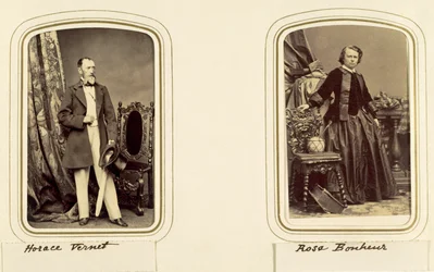 Porträts von Horace Vernet und Rosa Bonheur (Sepia-Foto)