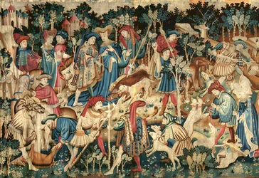 Die Devonshire Jagdtapeten, Wildschwein- und Bärenjagd, wahrscheinlich Arras, 1425-50