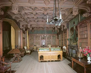 Die Bibliothek, Abbotsford House, Melrose, umgebaut ca. 1822