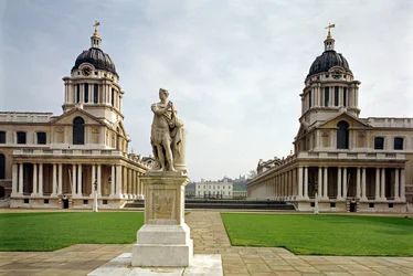 Das Alte Royal Naval College, erbaut von Sir Christopher Wren (1632-1723), Greenwich, London, UK