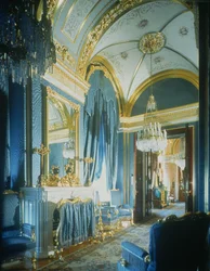 Das Schlafzimmer des Zaren in den Privaträumen des Großen Kremlpalastes