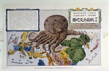 „Ein humoristischer diplomatischer Atlas Europas und Asiens“, der Russland als den „Schwarzen Oktopus“ darstellt