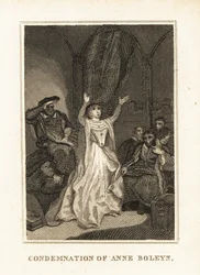 Anne Boleyn von Heinrich VIII. 1536 des Ehebruchs beschuldigt. 1836 (Gravur)
