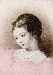 Augusta Ada Byron - Tochter des Dichters Lord Byron, Beschreibung von Charles Babbages frühem mechanischen Universalrechner, der analytischen Maschine. Sie ist auch als die 
