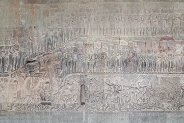 Basreliefs in der südlichen Galerie von Angkor Wat, Kambodscha