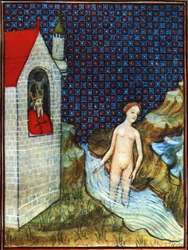 Bathseba nach einer Miniatur aus der Bibel der Sinne aus dem 14. Jahrhundert