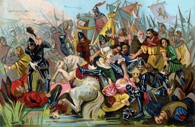 Schlacht der Goldenen Sporen (1302), um 1900 (Illustration)