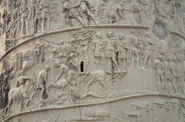 Alltagsleben in einem römischen Lager, von der Trajanssäule (Detail)