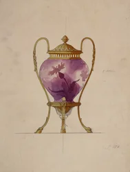 Entwurf für ein montiertes Jugendstil-Glasbrule-Parfum, Haus von Carl Fabergé