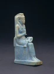 Figur der Isis, sitzend auf einem Thron, das Kind Horus auf ihrem Schoß haltend, Ägyptisch, 26. Dynastie, 664-525 v. Chr.