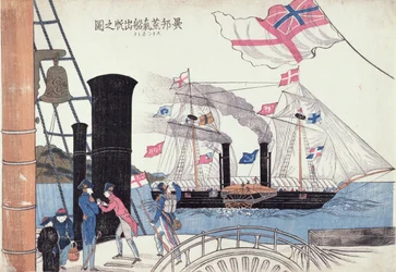 Ausländische Dampfschiffe, Nagasaki, Japanisch