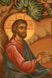 Griechisch-orthodoxe Ikone, die Jesus im Garten Gethsemane darstellt, Thessaloniki, Griechenland