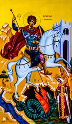 Ikone des Heiligen Georg, Moni Karydi, Kreta, Vamos, Kreta, Griechenland