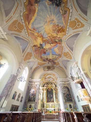 Innen- und Deckenmalereien von Hans Andre, Servitenkirche, Innsbruck, Tirol, Österreich, Europa