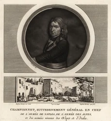Jean Etienne Vachier Championnet, General en Chef der Armee von Neapel, der Alpen, von Italien